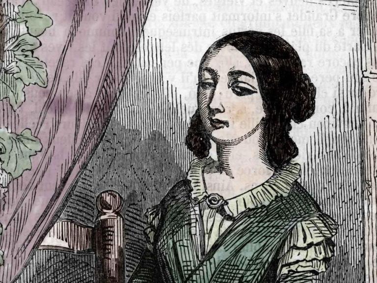 Illustration: Eugénie Grandet blickt aus dem Fenster.